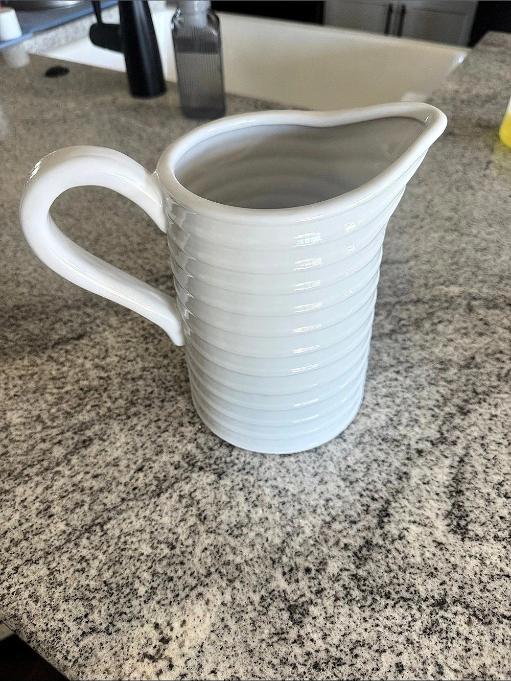 White Ribbed Pitcher - Picture 2 of 3
